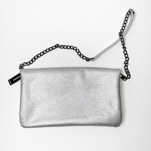 EXPRESS Silver Fold-Over Crossbody Bag/Clutch NWT